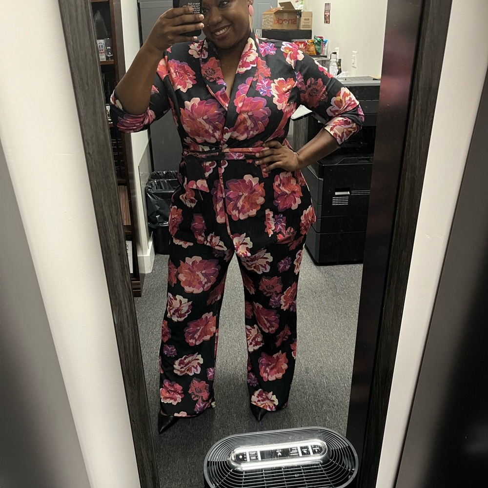 Fashion Nova Pink and Purple Pantsuit with Wide-Leg Design